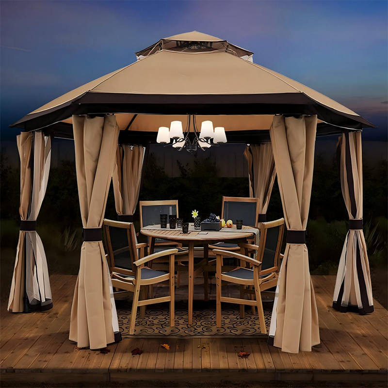 Garden Outside Steel Gazebo Tent with Mosquito Netting Outdoor Canopy Shelter